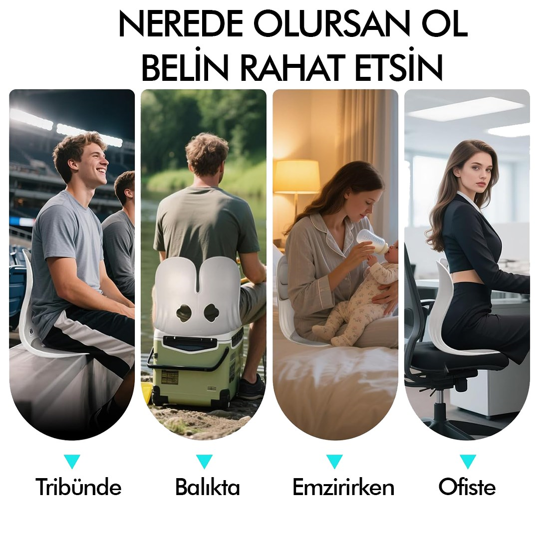 Ergonomik Ortopedik Bel Destekli Oturma Minderi Postür Düzeltici İş Ev Oto Sırt Koltuk Yastığı Gri