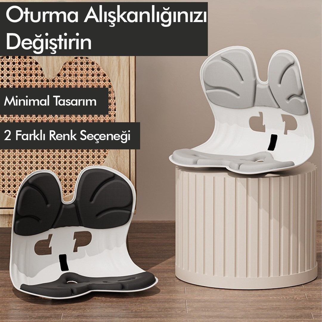 Ergonomik Ortopedik Bel Destekli Oturma Minderi Postür Düzeltici İş Ev Oto Sırt Koltuk Yastığı Gri
